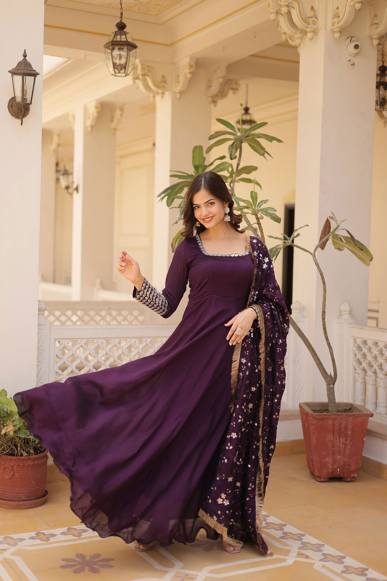 KA 1101 Faux Blooming with Embroidery Party Wear Gown Wholesale Shop In Surat

